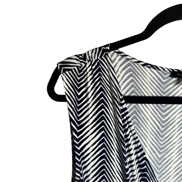 Talbots Sleeveless Chevron Stripe Maxi Dress Stretch Navy Blue White Size Medium - Picture 4 of 9
